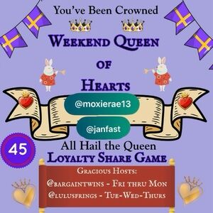 OUR WEEKEND QUEENS ARE HERE!
PLEASE PLAY OFTEN TO BE A QUEEN!
THANKS 4 SHARING 💜